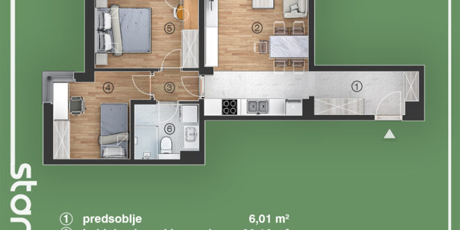 U novoj zgradi dostupan prekrasan stan površine 61,92 m2